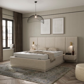 Oversized Ottoman Hotel Bed Frame, Boucle